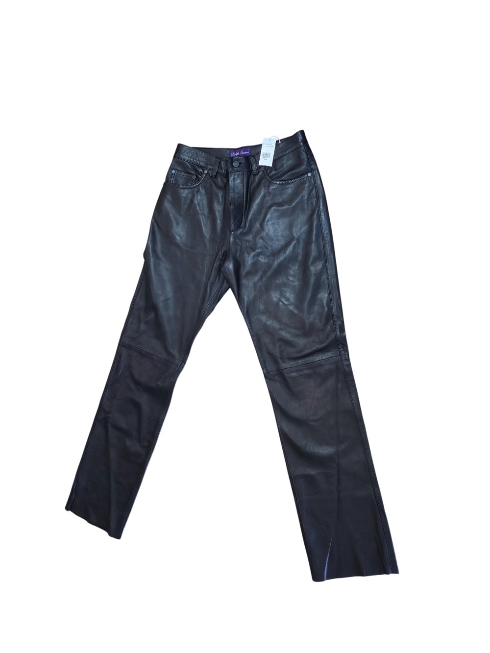 Ralph Lauren Black Leather Bootcut Jeans